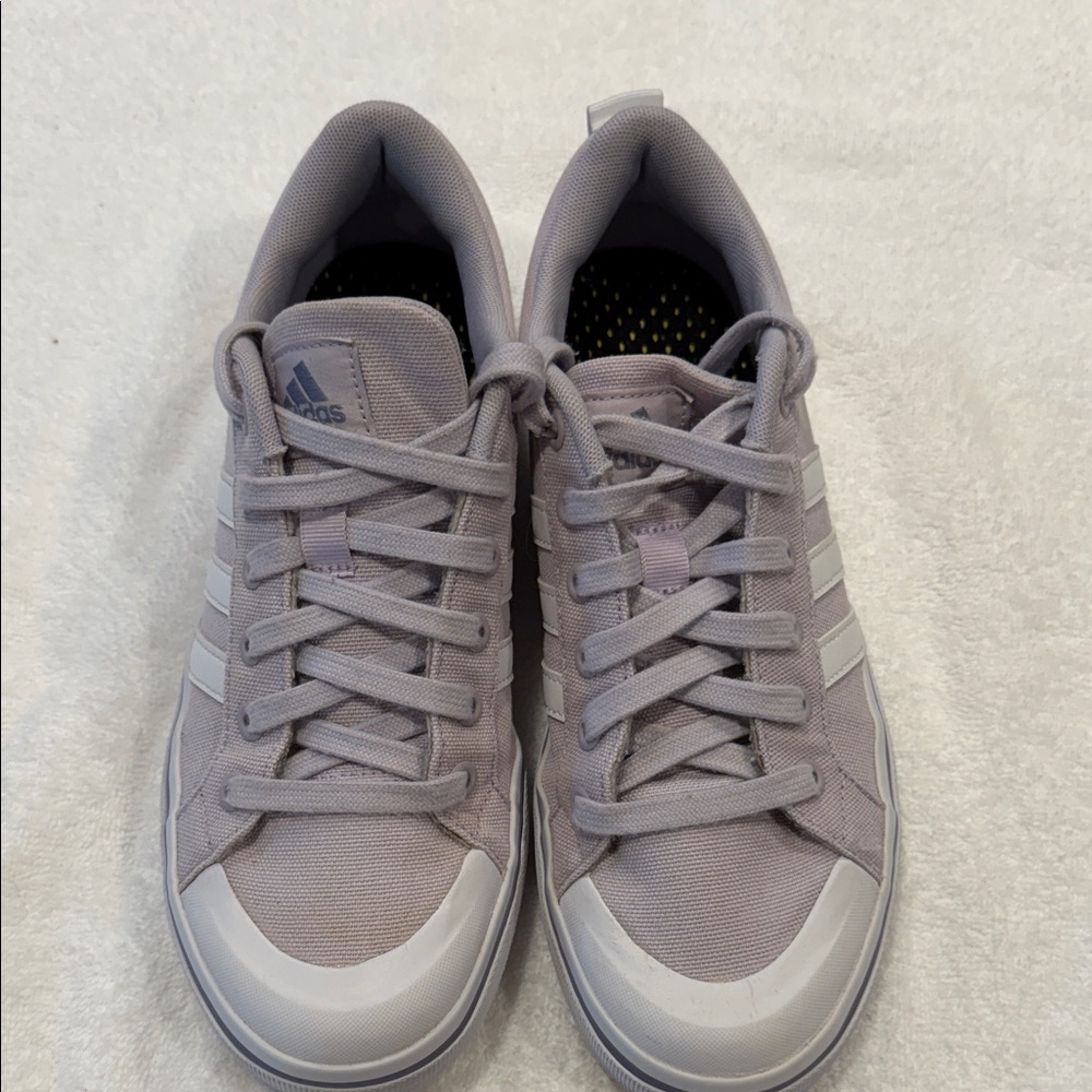 Adidas Men's Light Purple Sneakers with White Stripes